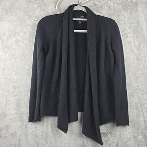 Aqua Cashmere Cardigan Women's Size S Black Open Front Long Sleeve Quite‎ Luxury